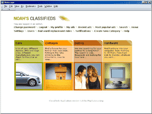 Cheap Noah's Classifieds Personal Web Hosting Example